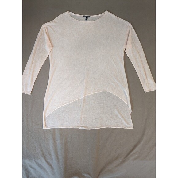 Eileen Fisher Womens Knit Top Size M Peach Light Orange Thin Lightweight Hi Lo - Picture 2 of 11